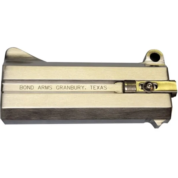 Bond Arms Rough Nation Handgun Barrel, silver barrel with engraved markings, right-side view