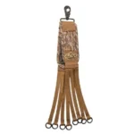 Rig'Em Right Leg Band Game Strap, Bottomland camo strap with clip and brown hanging leg loops