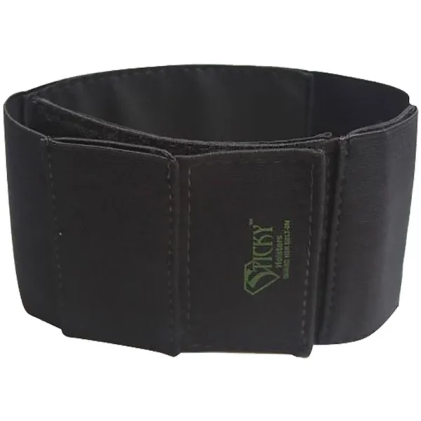 Sticky Holsters Guard Her Belt Small, black padded belt in curved front view with stitched pockets