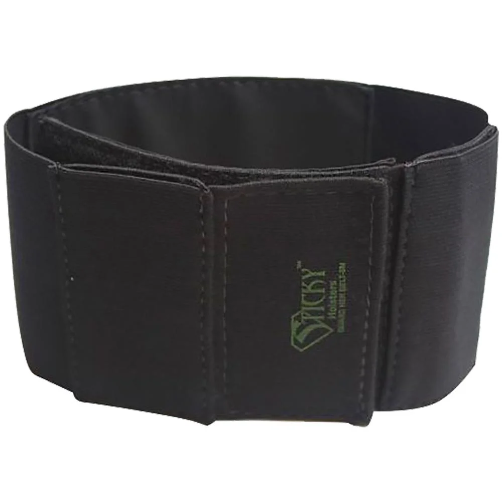 primary-45449 Sticky Holsters Guard Her Belt Small, black padded belt in curved front view with stitched pockets