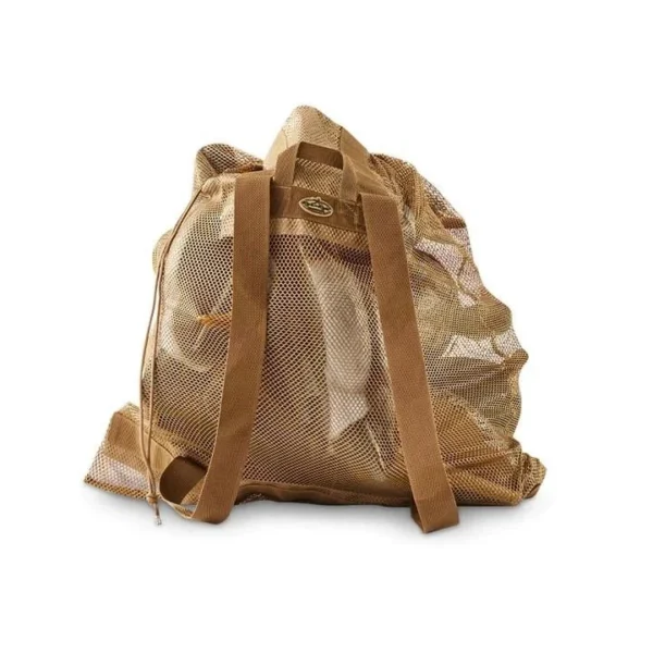 Rig'Em Right Top Dog Mesh Decoy Bag tan mesh bag with wide carrying straps, front view