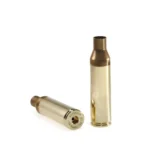 Peterson Unprimed Rifle Brass 338 Norma, two brass cases shown upright and on side