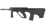 STEYR AUG A3 M2 black side view with long top rail, vertical foregrip and magazine