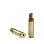 Peterson SRP Unprimed Brass, two polished brass cases shown upright and on their side