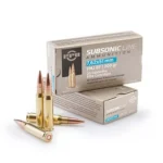 TRZ Trading Inc. PPU Subsonic Rifle Ammunition boxes with several brass cartridges
