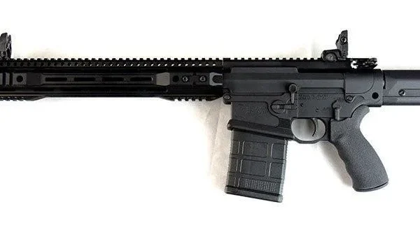 Franklin Armory Militia Model Praefectorm-M, left-side view in black with magazine and adjustable stock