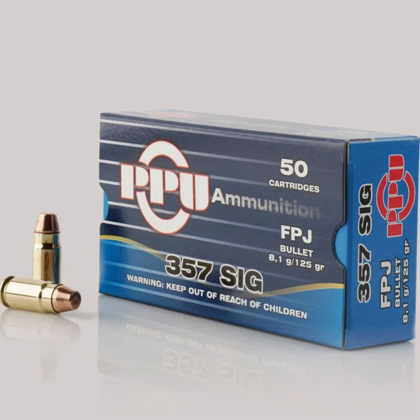 TRZ Trading Inc. PPU Handgun Ammunition .357 SIG 125gr FPJ 1542 fps 50/ct