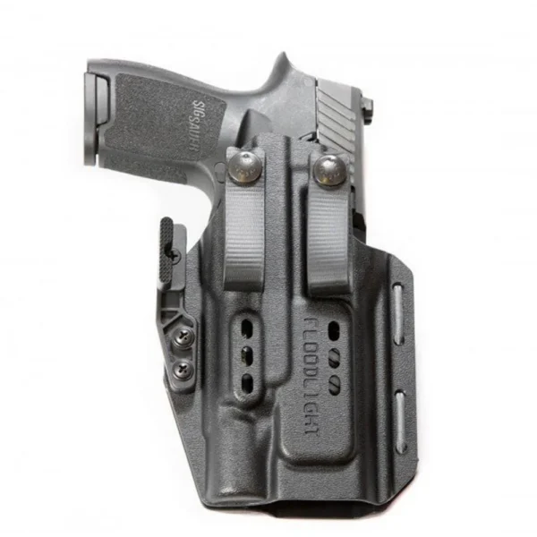 Henry Holsters Floodlight IWB X300 charcoal gray holster with belt clips and pistol inserted