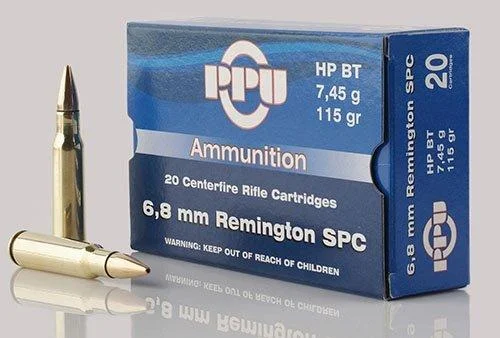 TRZ Trading Inc. PPU Standard Rifle Ammunition 6.8mm SPC 115 gr HPBT 2624 fps 20/ct