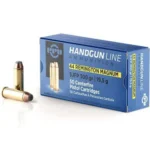 TRZ Trading Inc. PPU handgun ammunition, blue box with two brass cartridges visible