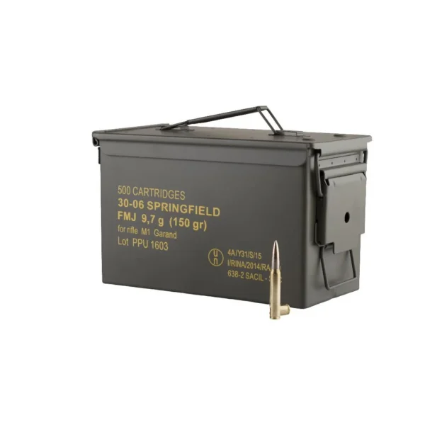 TRZ Trading Inc. PPU Rifle MC Garand Ammunition .30-06 Springfield 150 gr FMJ 2745 fps 500/ct