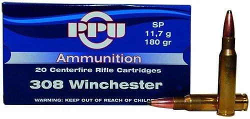 TRZ Trading Inc. PPU Rifle Ammunition .308 Win 180 gr SP 2454 fps 20/ct