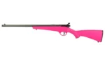 Savage Arms SAV RASCAL F-SR side view with slim black barrel and bright pink stock