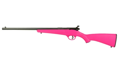 Savage Arms SAV RASCAL F-SR side view with slim black barrel and bright pink stock