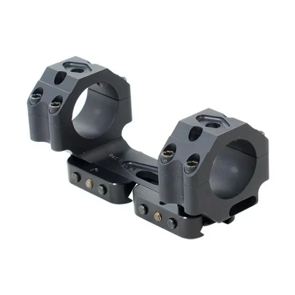 Masterpiece Arms MPA Bolt Action Scope Rings, black angled view of two rings on a one-piece mount
