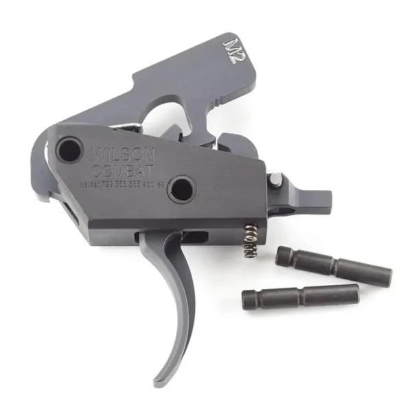Wilson Combat AR Tactical Trigger Unit Two Stage, black curved trigger assembly with pins