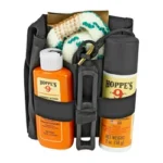 Hoppe's HOPPES CMPCT BRSNK CLNG KIT 12GA black pouch with bottles, cloth and cleaning accessories