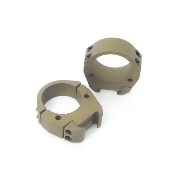 Talley Modern Sporting Scope Rings, pair of burnt bronze rings in angled view