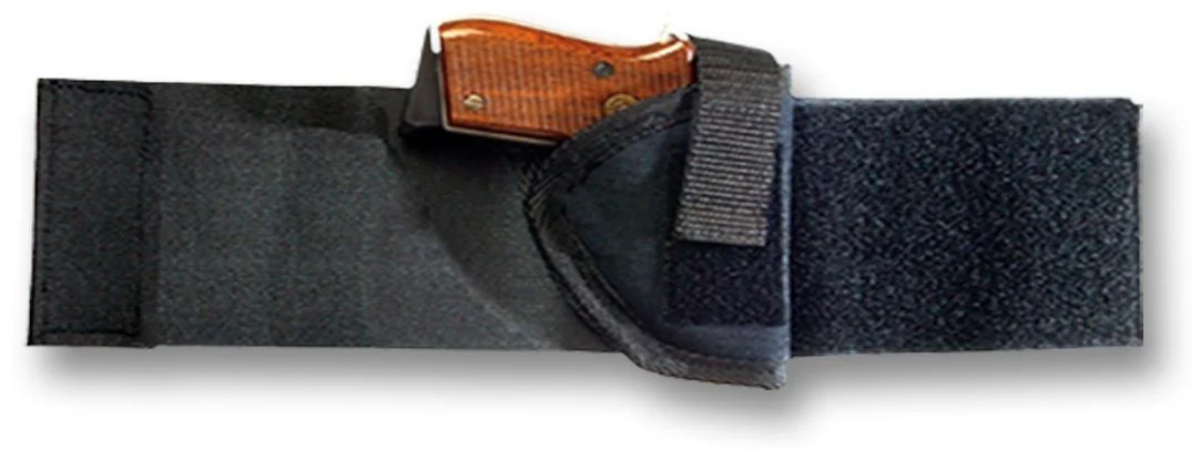 primary-45602 Bulldog Ankle Holster in black, side view with wide strap and pistol grip visible