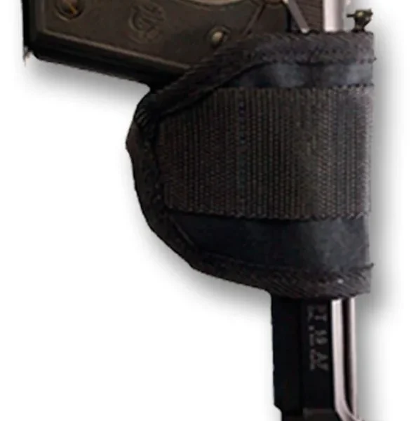 Bulldog Inside Pants Holster Small, black fabric holster shown holding a handgun