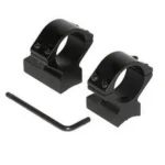 Talley Lightweight Alloy Scope Mounts, black pair with hex key, angled front view