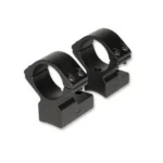 Talley Lightweight Alloy Scope Mounts, black angled view with two high rings and bases