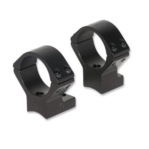 Talley Lightweight Alloy Scope Mounts, two black scope rings in angled front view