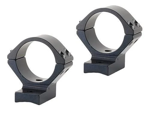 Talley Lightweight Alloy Scope Mounts in black, angled view showing two circular rings and bases