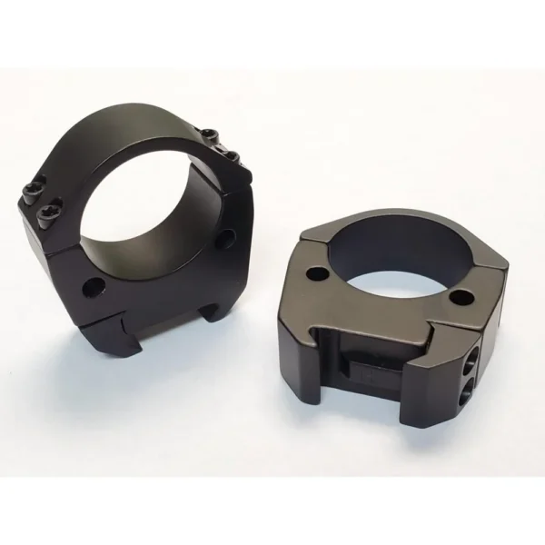 Talley Modern Sporting Scope Rings, smoked bronze, angled view of two rings