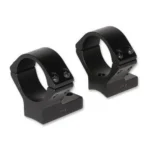 Talley Lightweight Alloy Scope Mounts, angled view of two black ring mounts