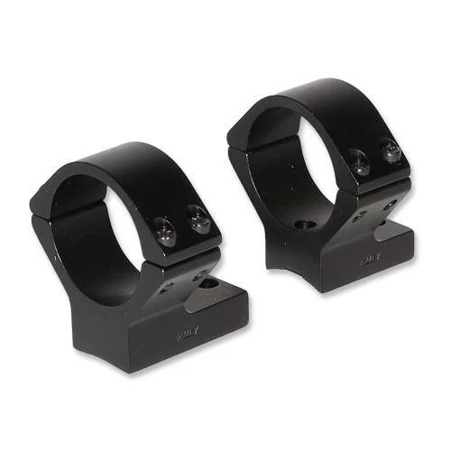 Talley Lightweight Alloy Scope Mounts, angled view of two black ring mounts