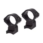 Talley 2-Piece Rings & Base Combo two black scope rings, angled front view