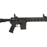 TIPPMANN M4-22 LTE black rifle, left-side view with adjustable stock, magazine and long handguard