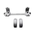 DNZ 1-Piece Gamer Reaper Scope Mount, silver top view with two rings and separate ring caps