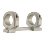 DNZ Game Reaper Scope Mount, silver side view with two rings on a one-piece base