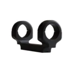 DNZ Game Reaper Weatherby Mark V black one-piece mount, angled front view with two rings