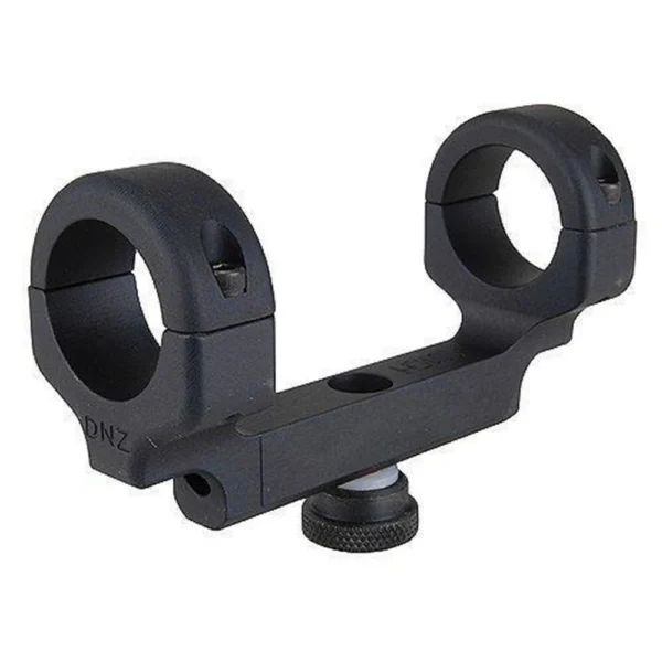 DNZ Freedom Reaper Carry Handle Mount AR15, angled view of black one-piece mount with two rings