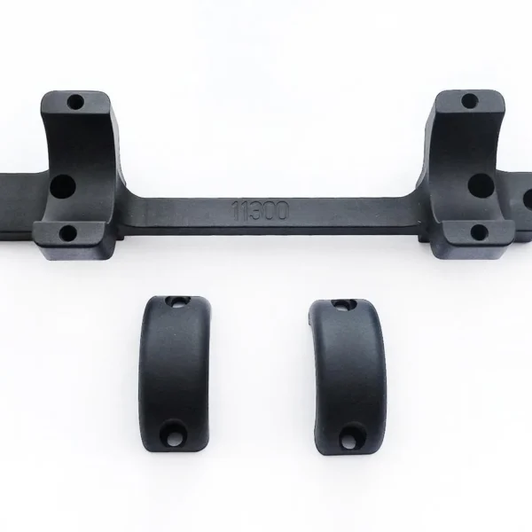 DNZ Products HOWA 1500 LA Mount 30mm High Black, top view with two rings and separate caps