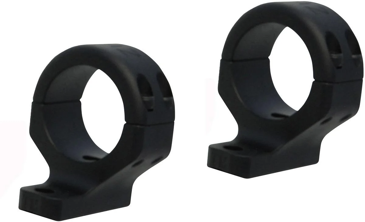 primary-45805 DNZ Hunt Masters 2-Piece Tactical Scope Mount, two black scope rings in angled view