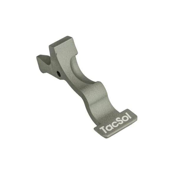 Tactical Solutions Performance Rifle Magazine Release in gun metal grey, angled view