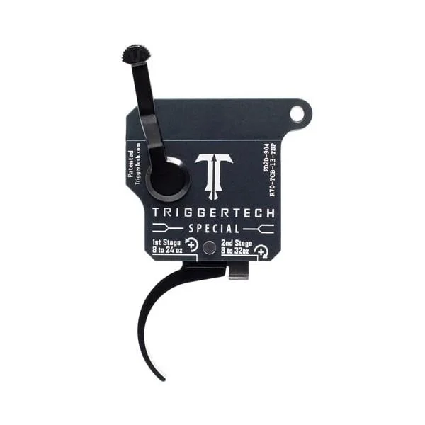 Triggertech Rem 700 Special 2-Stage Trigger Pro Curved Black, front view with adjustment lever