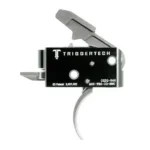 TriggerTech AR15 Competitive Curved Trigger, front view with black housing and silver curved trigger
