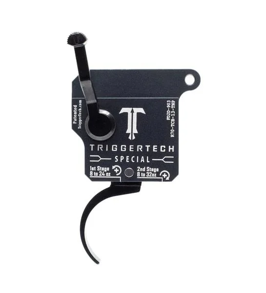 Triggertech Rem 700 Clone 2-Stage, black side view with curved trigger and mounting housing