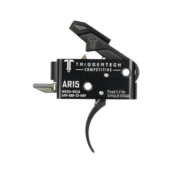 TriggerTech AR15 Single-Stage Competitive Curved Trigger, black side view with curved trigger
