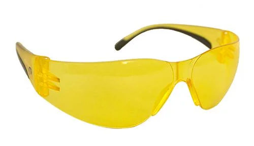 Walker's Game Ear Small Shooting Glasses in yellow with wraparound yellow lens, front view