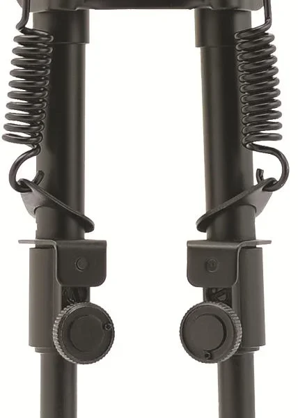 Gsm SME BiPod with Spring, black front view with twin legs, exposed springs and rubber feet