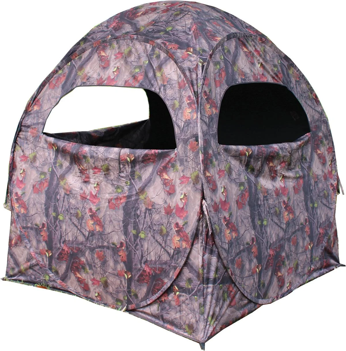 primary-45894 Gsm HME 2-Person Spring Steel 75 Pop-Up Ground Blind, front view in multicolor JM camo
