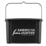 GSM American Hunter collapsible hopper with feeder kit, front view in black with wire handle