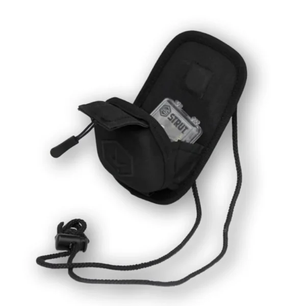 Hunters Specialties Magnetic Mouth Call Storage Case black open case with lanyard and clip