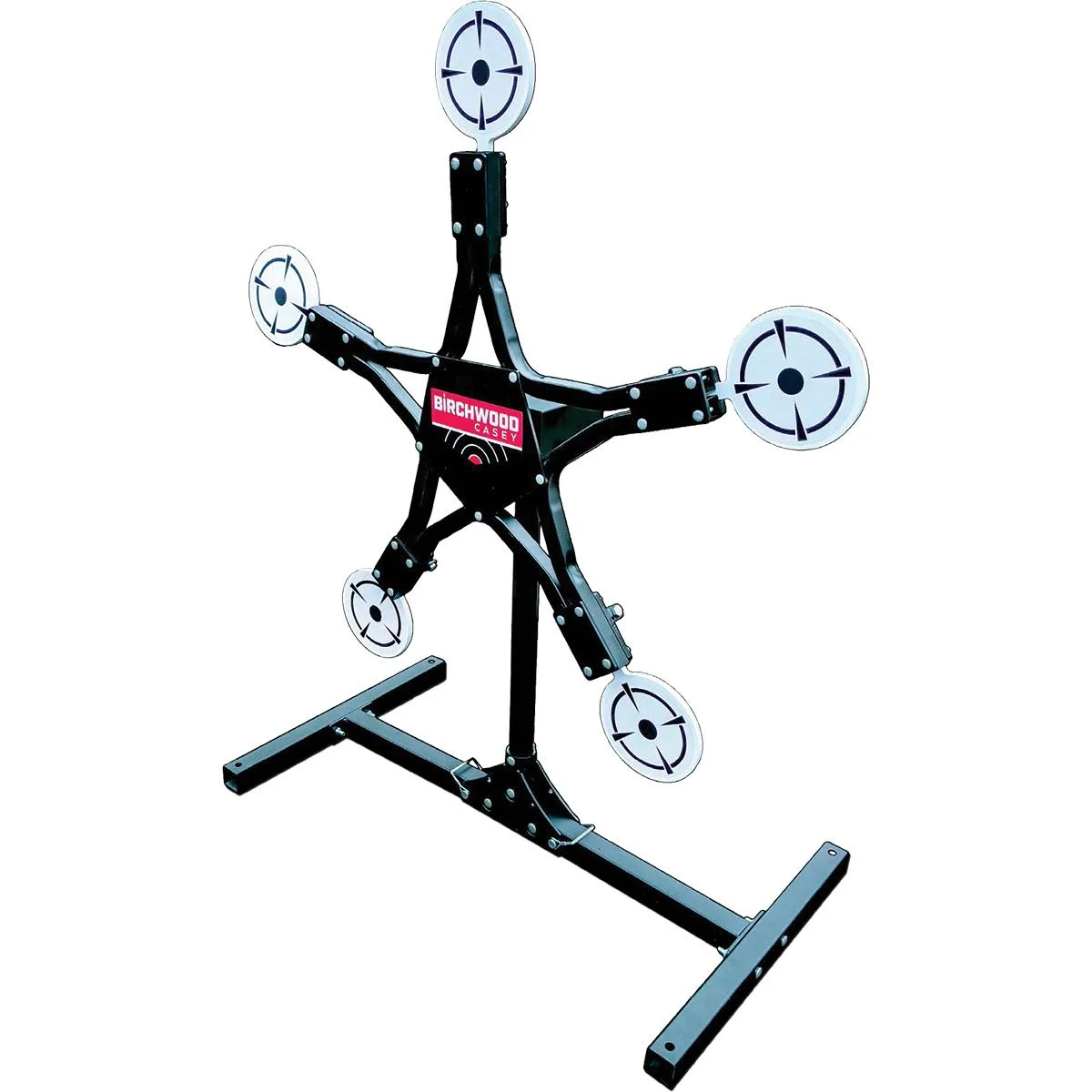 primary-45929 Birchwood Casey Texas Star Plinking Target, black steel stand with five round white targets